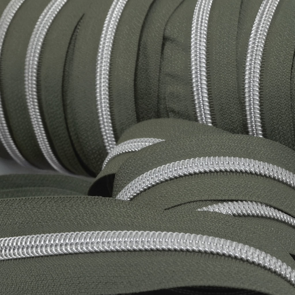 3mm Silver Khaki Zipper - Maison Klem